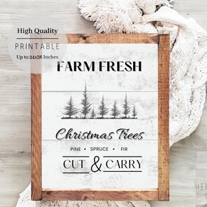 Christmas Printable Farm Fresh Christmas Tree Sign Christmas - Etsy