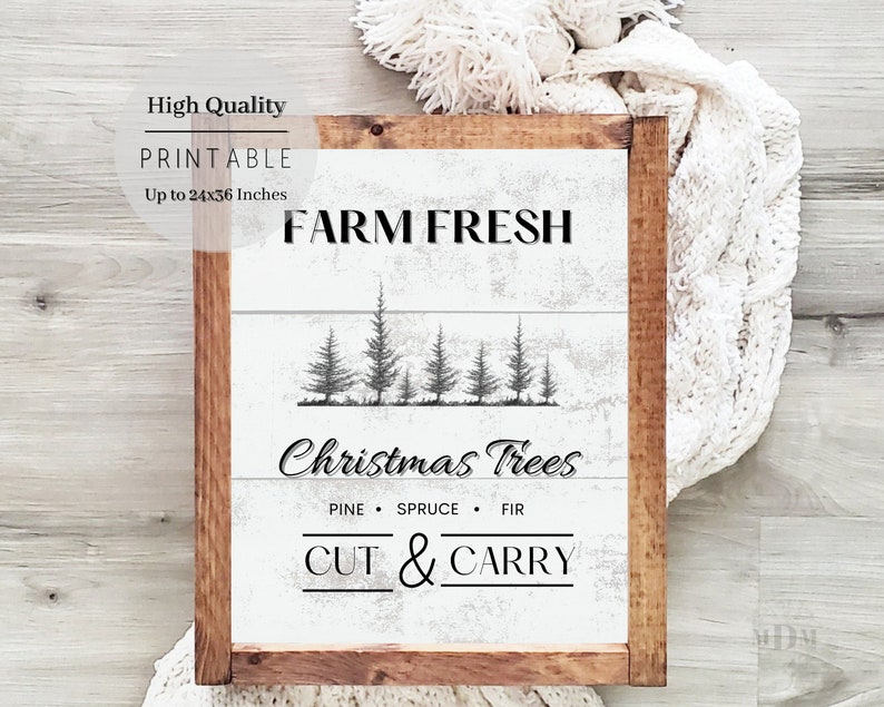 Christmas Printable Farm Fresh Christmas Tree Sign Christmas - Etsy
