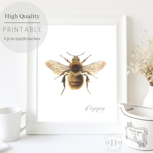 Spring Printable Wall Art,Vintage Bee Print,Bumble Bee Print, Farmhouse Spring Printable, Spring Home Decor Print, spring Digital Download