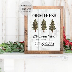 Christmas Printable, Farm Fresh Christmas Tree Sign, Christmas Wall Art ...