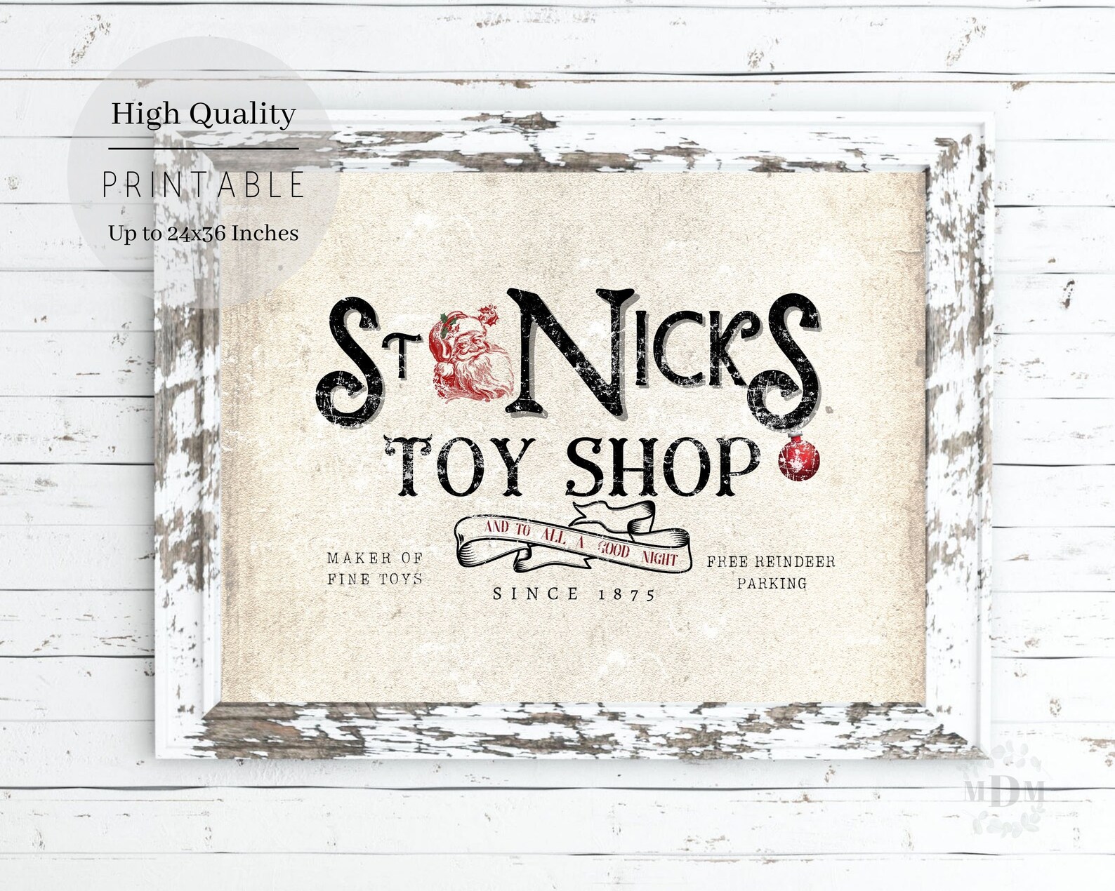 Christmas Printable Rustic Christmas Wall Decor Santa's | Etsy