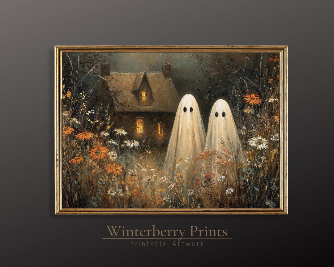 Spooky Ghosts in Flower Field Art Print: Vintage Dark Arcadia (digital ...