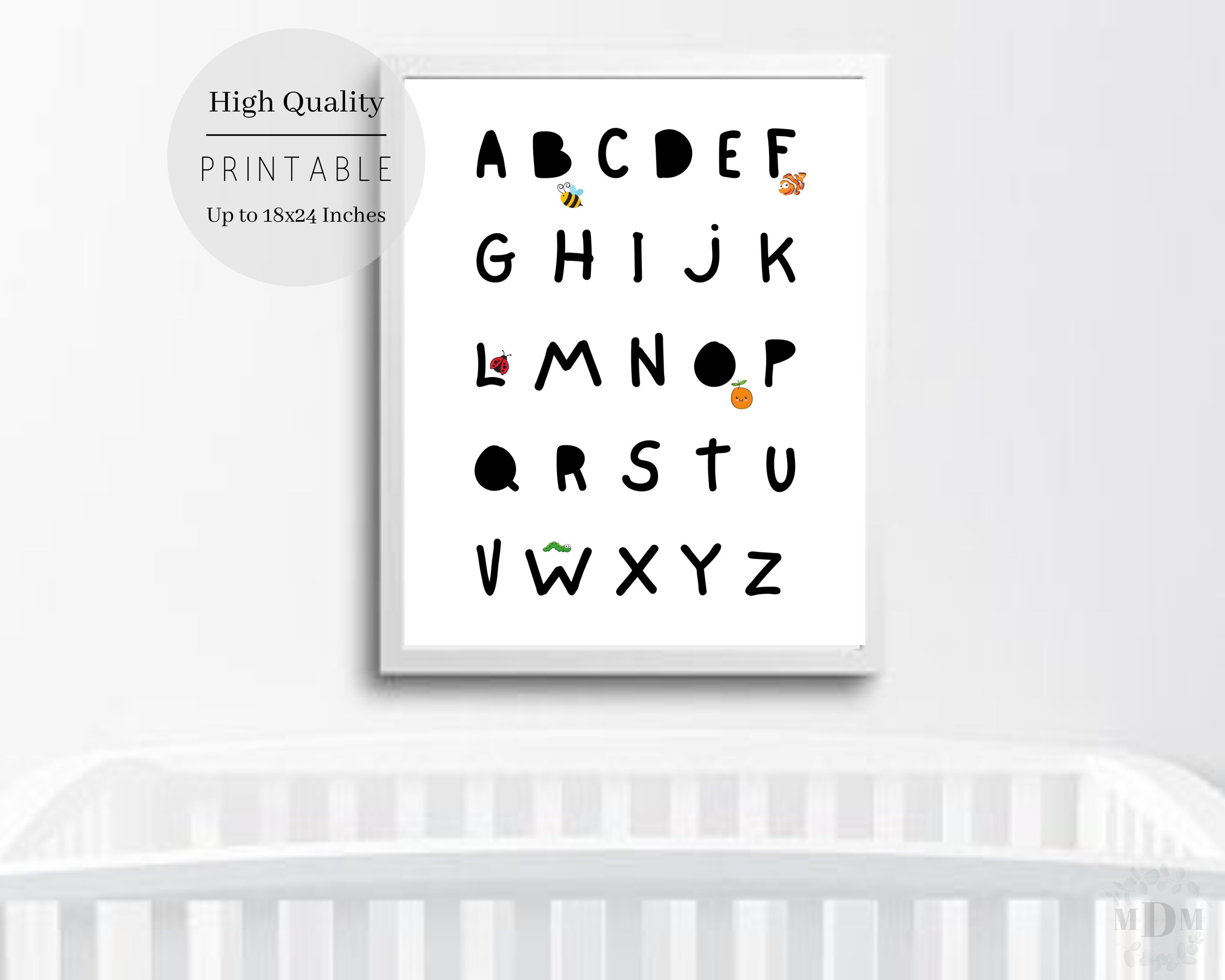 Alphabet Printable Wall Art Cartel abc Alphabet Print Kids | Etsy