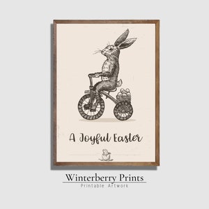 Easter Printable Vintage Bunny-Vintage Easter Bunny prints-Antique Farmhouse Wall Art-Spring Art-Bunny - Instant Download-#244