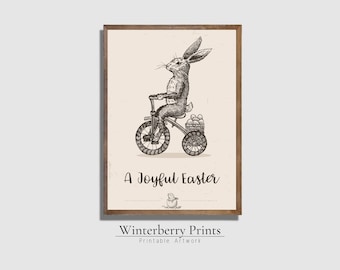 Easter Printable Vintage Bunny-Vintage Easter Bunny prints-Antique Farmhouse Wall Art-Spring Art-Bunny - Instant Download-#244