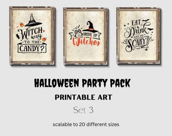 Halloween Printable | Vintage Halloween Party Decor Set of 3 | Halloween Poster | Halloween Wall/Table Art | Antique look | Digital  #097