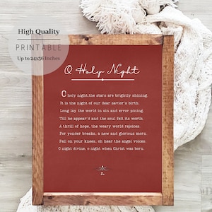 Christmas Printable, O Holy Night printable sign, Christmas Wall Art,Christmas Poster,Christmas print,Farmhouse Christmas sign