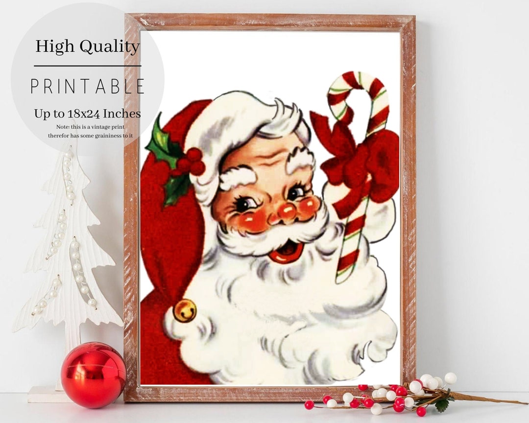 Printable Christmas Wall Artretro Santa christmas Wall - Etsy