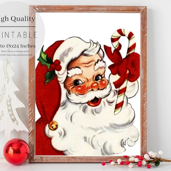 Printable Christmas wall art,Retro Santa ,Christmas Wall Art,Vintage Santa,Christmas print,Farmhouse santa,Christmas decor,Old Pic Santa