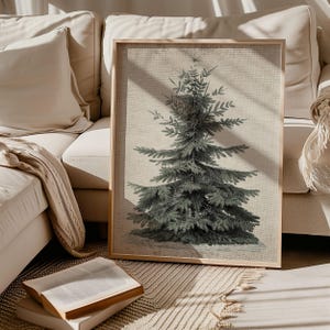Vintage Christmas Tree Print Vintage Pine Tree Oil Painting Neutral Christmas Tree Print Holiday Home Decor Textured Digital