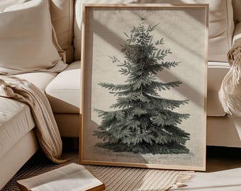 Vintage Christmas Tree Print: Textured Holiday Home Decor (Digital Download)