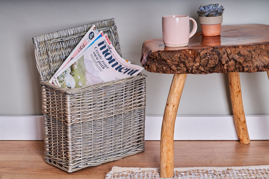 Wicker Toilet Roll Storage Basket With Lid Etsy