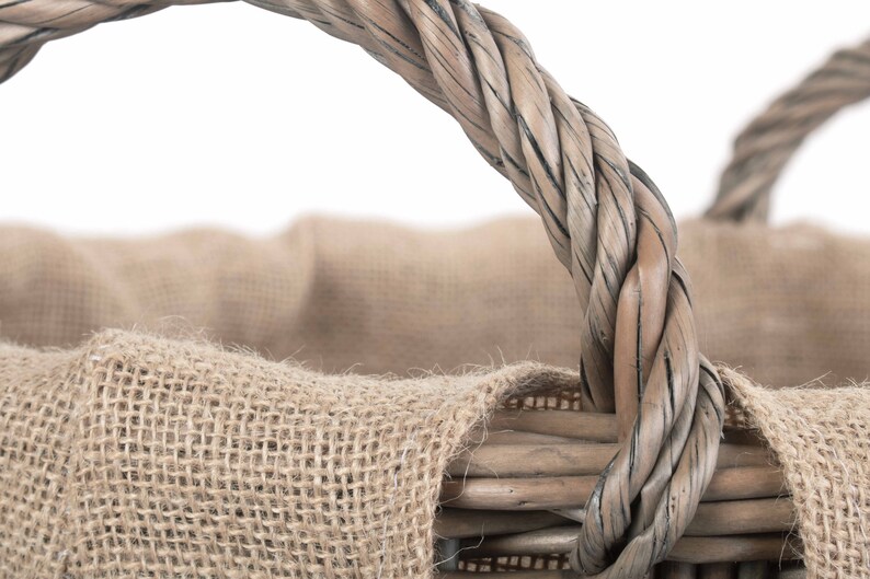 Large Storage Basket Round Wicker Basket With Hessian Lining Etsy UK
