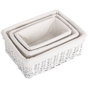 White Wicker Storage Baskets With Cotton Lining bild 7
