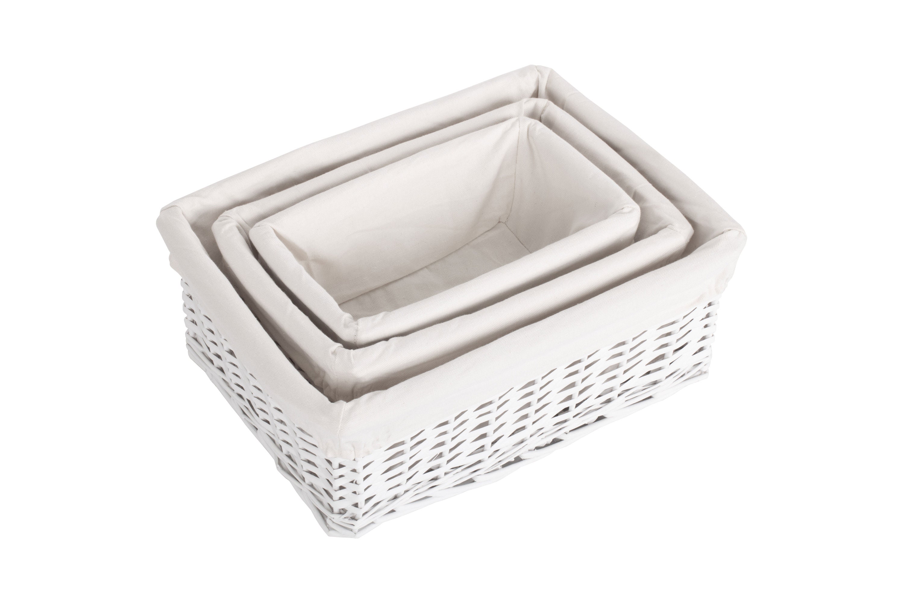 White Wicker Storage Baskets With Cotton Lining Etsy UK