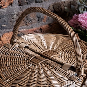 Picnic Basket Lined Wicker Basket With Double Lid image 5