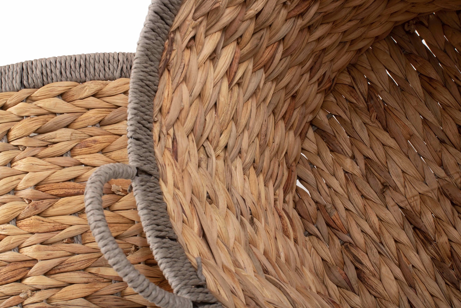 Large Storage Basket Round Water Hyacinth With Grey Border Etsy