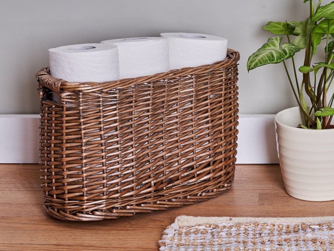 Wicker Toilet Roll Storage Basket in Antique Wash Finish Etsy UK