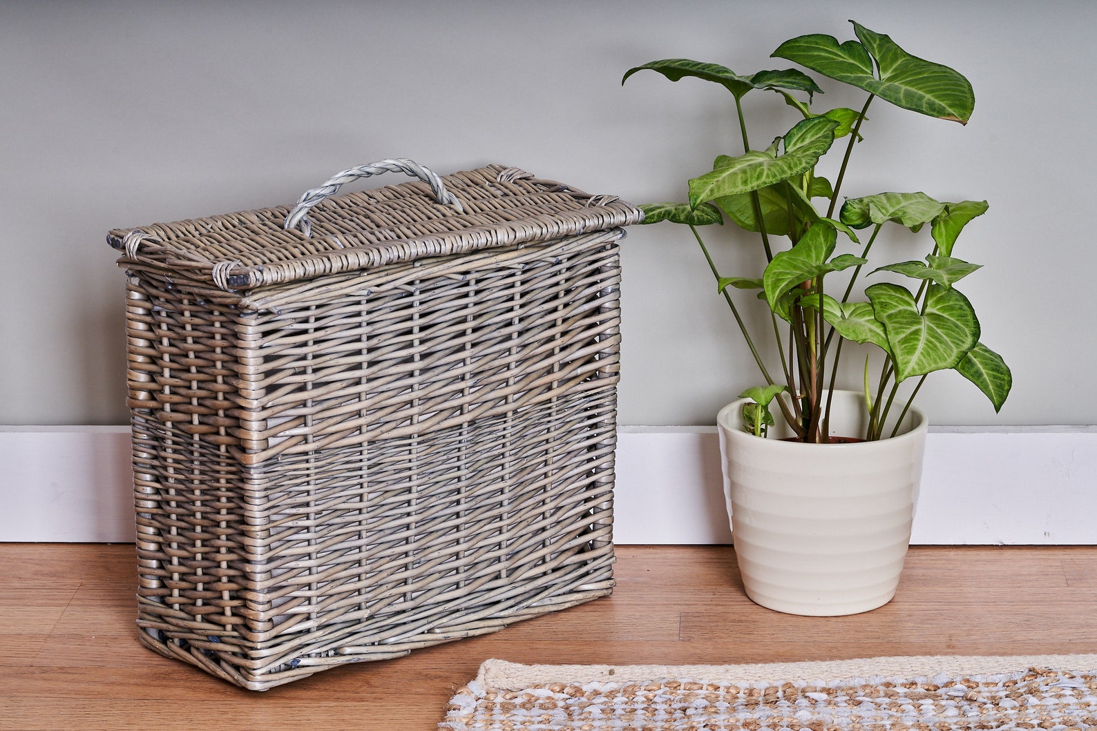 Wicker Toilet Roll Storage Basket With Lid Etsy