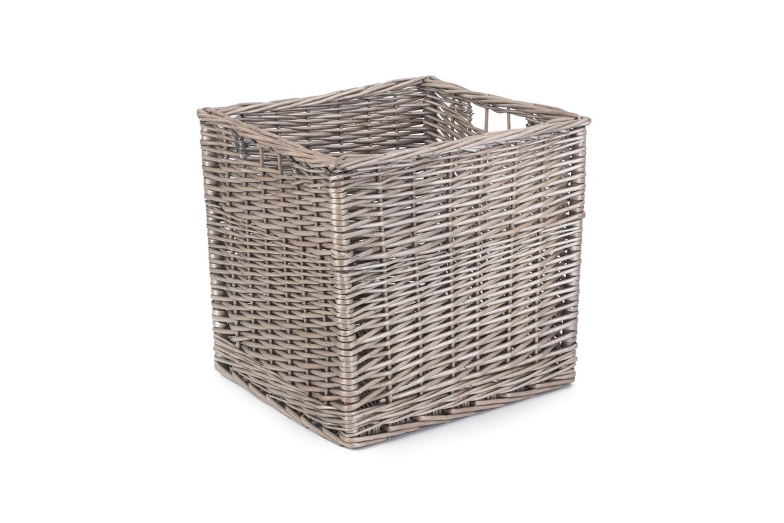 Cube Storage Basket Grey Wicker Basket Etsy