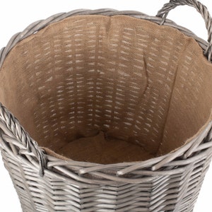 Round Wicker Log Basket 4 Sizes in Antique Wash with Hessian Lining image 10