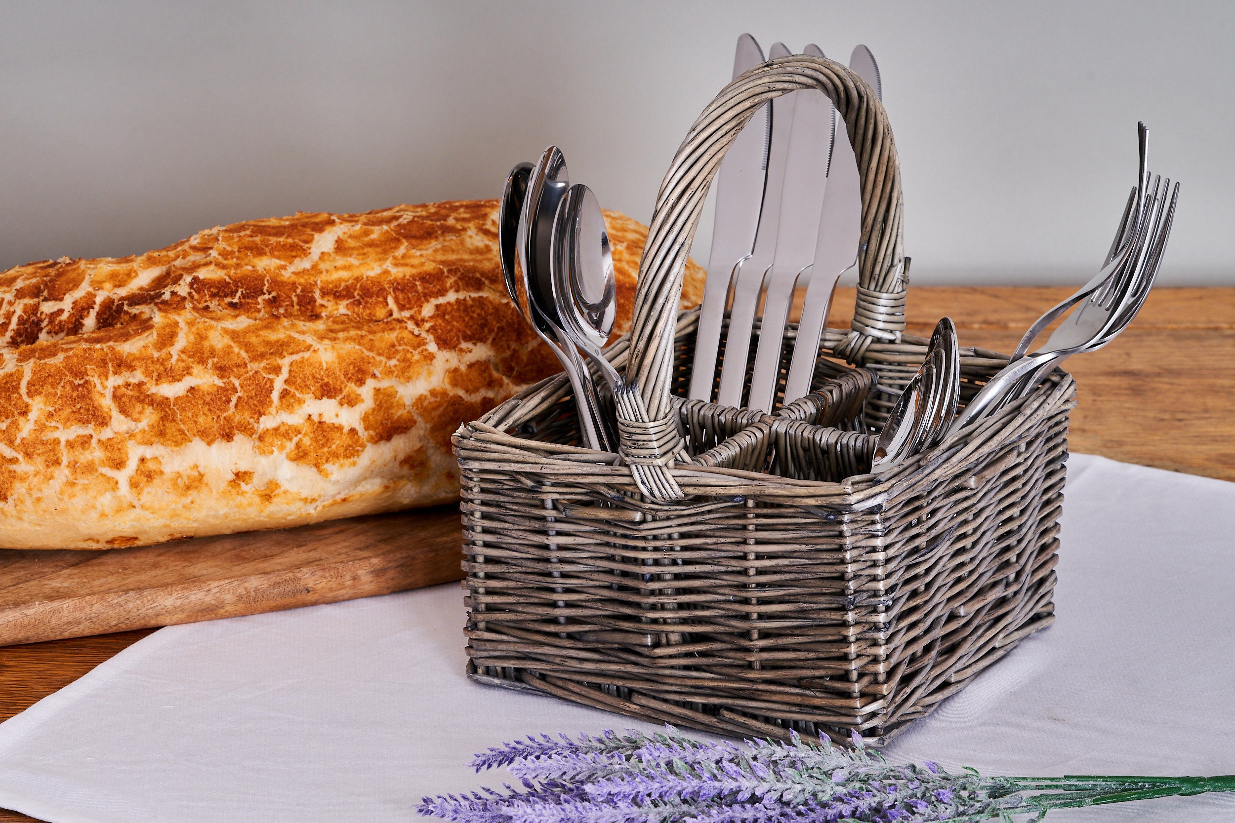 Wicker Cutlery Holder Basket in Antique Finish Etsy UK