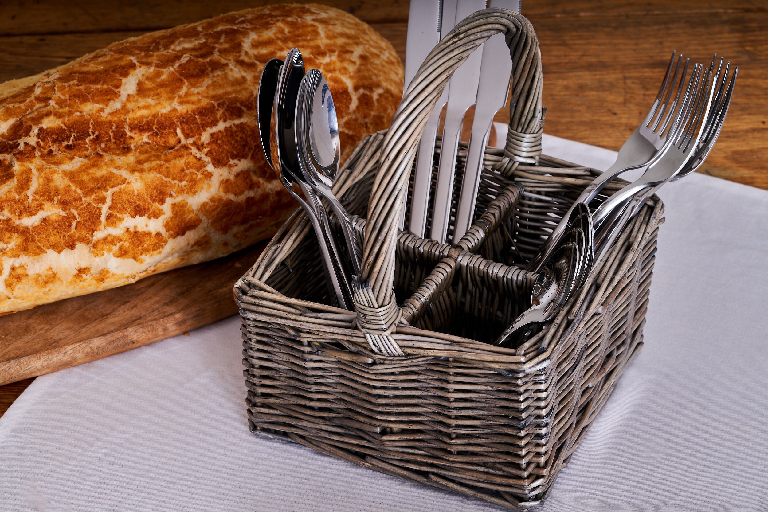 Wicker Cutlery Holder Basket in Antique Finish Etsy UK