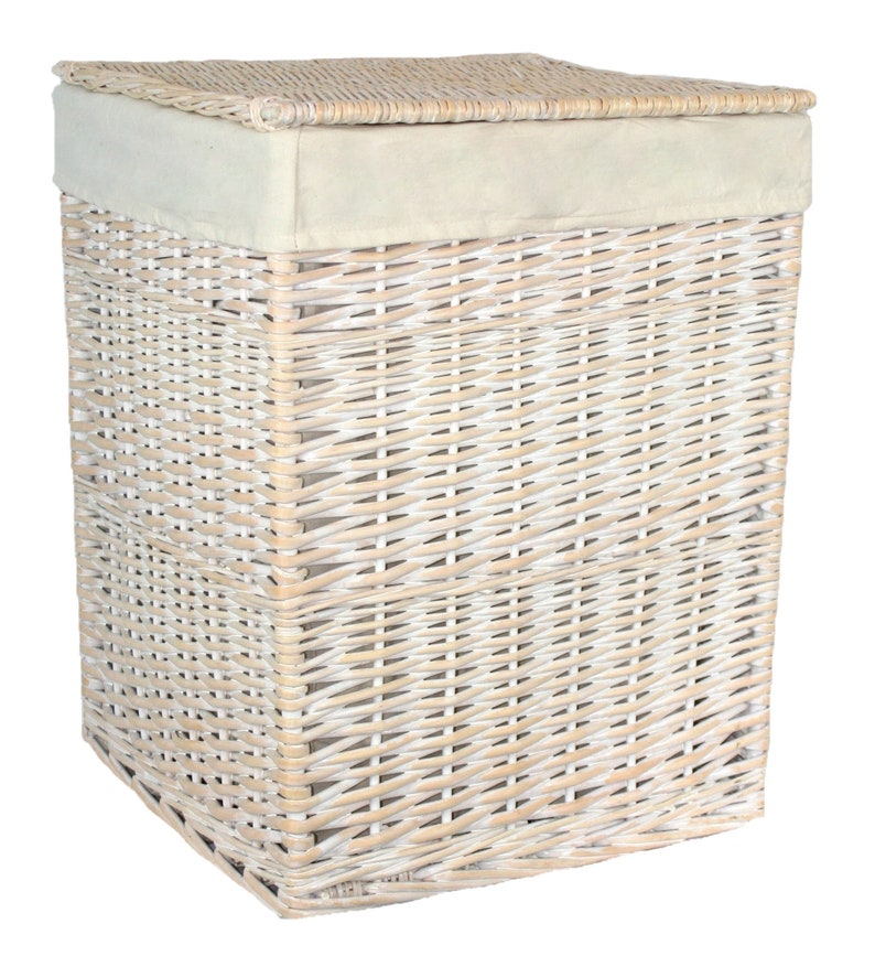 White Laundry Basket With Lid & Lining in 2 Sizes Etsy