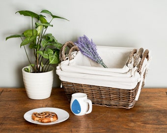 Storage Baskets - Wicker Baskets With White Lining in 3 Sizes