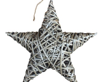 Wicker Christmas Star Decoration, Willow Wreath, 40cm Hanging Star