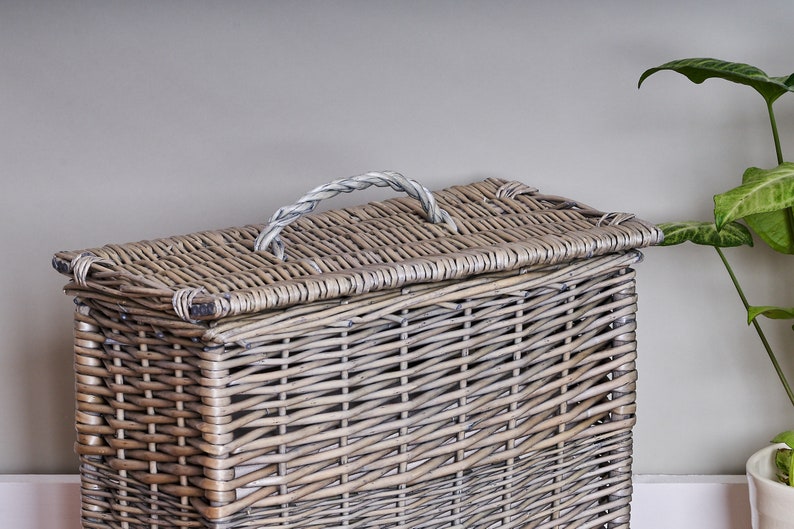 Wicker Toilet Roll Storage Basket With Lid Etsy