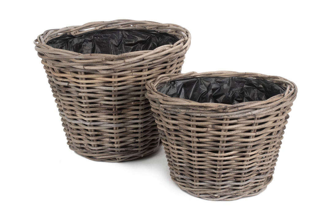 Outdoor Rattan Planters in 2 Sizes Fully Weather Resistant Etsy
