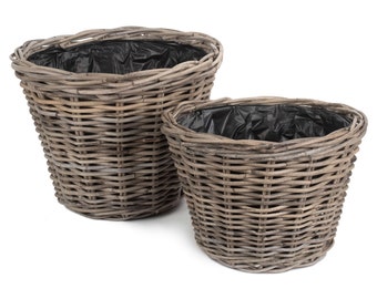 Outdoor Rattan Planters in 2 Sizes - Fully Weather Resistant