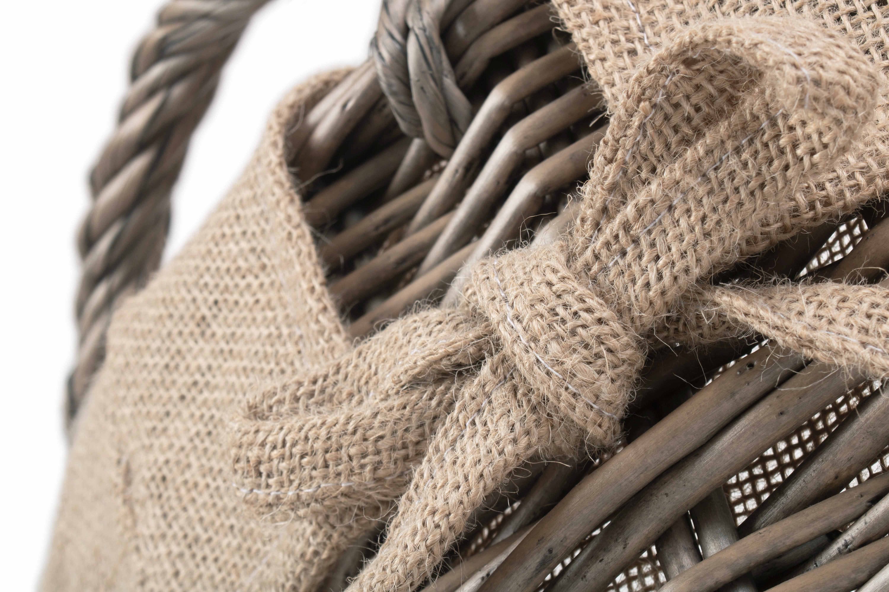 Large Storage Basket Round Wicker Basket With Hessian Lining Etsy UK