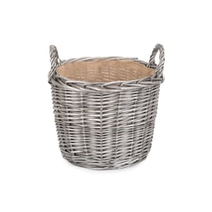 Round Wicker Log Basket 4 Sizes in Antique Wash with Hessian Lining image 5