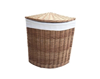 Corner Laundry Basket With Lid & Lining - 2 Sizes