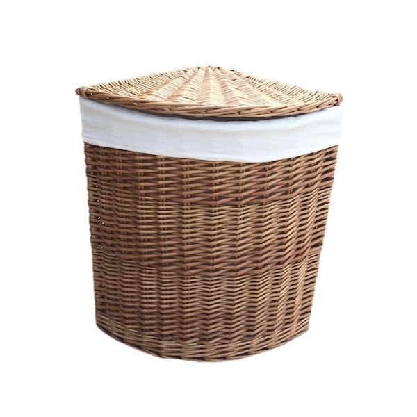 Corner Laundry Basket With Lid & Lining - 2 Sizes