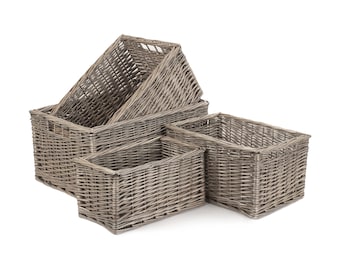 Wicker Storage Basket. Antique Wash Wicker Storage Basket, Perfect For Use As A Bathroom or Bedroom Storage. Various Sizes.