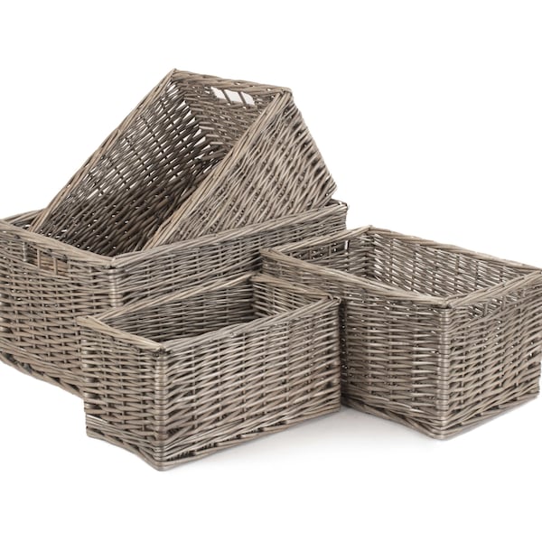Wicker Storage Basket. Antique Wash Wicker Storage Basket, Perfect For Use As A Bathroom or Bedroom Storage. Various Sizes.