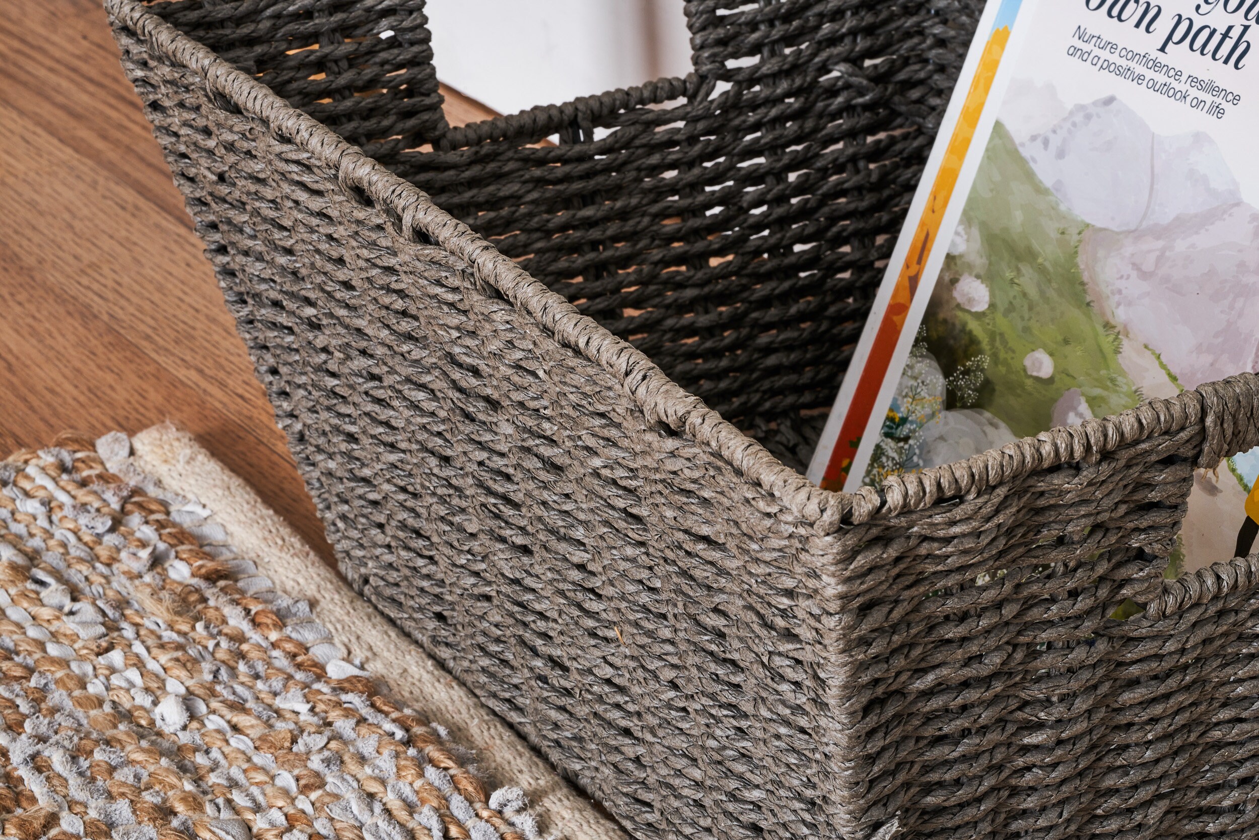 Grey Woven Storage Baskets in 2 Sizes Etsy