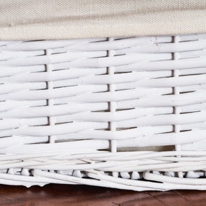 White Wicker Storage Baskets With Cotton Lining bild 6