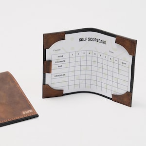 Leather Personalized Scorecard Holder / Leather Yardage Book Cover / Custom Yardage Book Holder / Father’s Day Gift