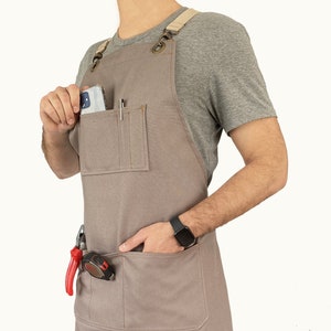 Utility Work Workshop Canvas Apron for Men, Kitchen Barbeque Artist Cooking Apron for Women, Woodworking Florist Washable Monogram Apron image 1