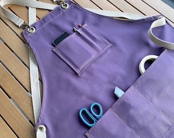 Canvas Personalized Apron for Women, Kitchen Cooking Chef Artist Utility Workshop Apron for Men, Gardener Florist Washable Monogram Apron