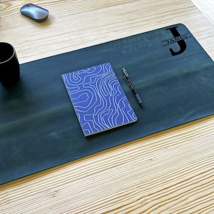 Green Leather Desk Pad, Personalized Custom Desk Mat, Gaming Pad, Office Tech Accessories