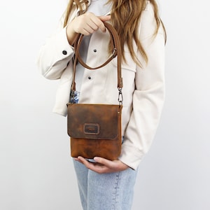 Personalized Leather Crossbody Messenger Bag for Women with Zipper