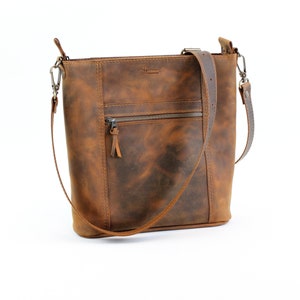 Leder personalisierte Reißverschluss Crossbody Einkaufstasche / Lederumhängetasche