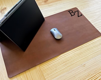 Custom Leather Desk Mat, Large Desk pad, Personalized Mouse Pad, Office Tech Accessories