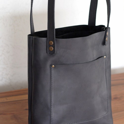 Handmade Leather Tote Bag for Women / Zippered Purse With - Etsy