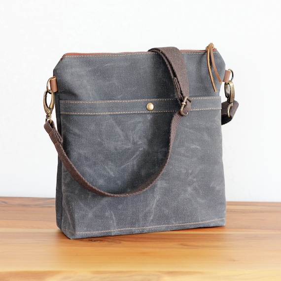 Personalized Waxed Canvas Crossbody Tote Bag for Women Shoulder Bag With Leather Strap Handmade Customized Knitting Bag CB5 Etsy UK